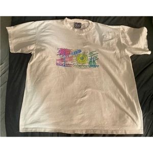 Vintage 90s Joe Boxer XL Girlfriend T-Shirt Neon Florida Beach Grunge Oversized